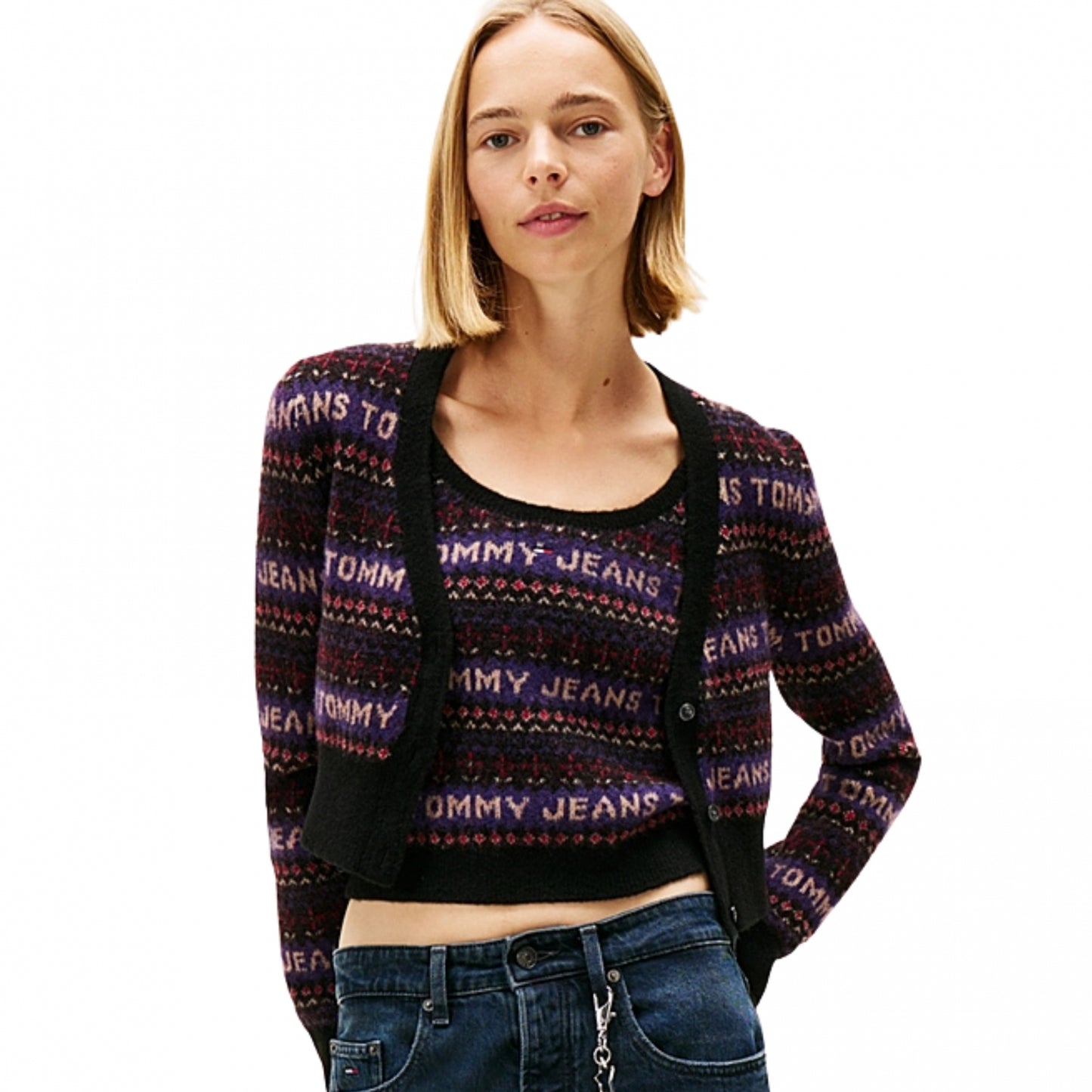 Cardigan Tommy Jeans Fairisle Cardigan NERO