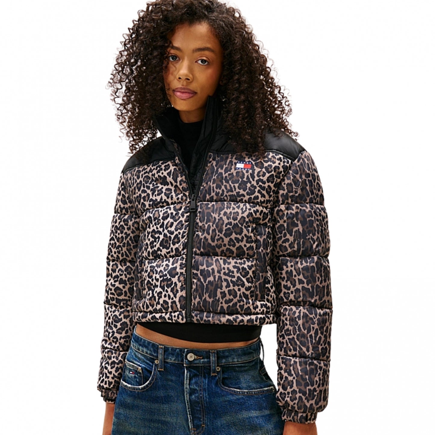 Giubbino Tommy Jeans Cropped Leopard Puffer LEOPARDATO