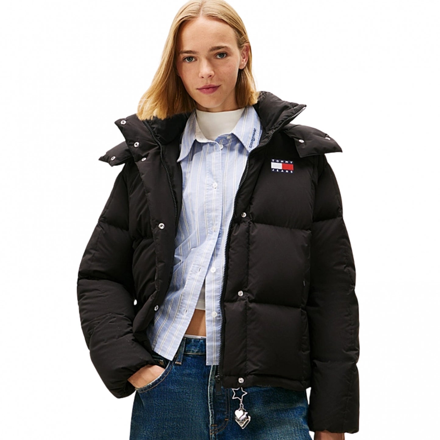 Giubbino Tommy Jeans Alaska Grid Down Jacket NERO