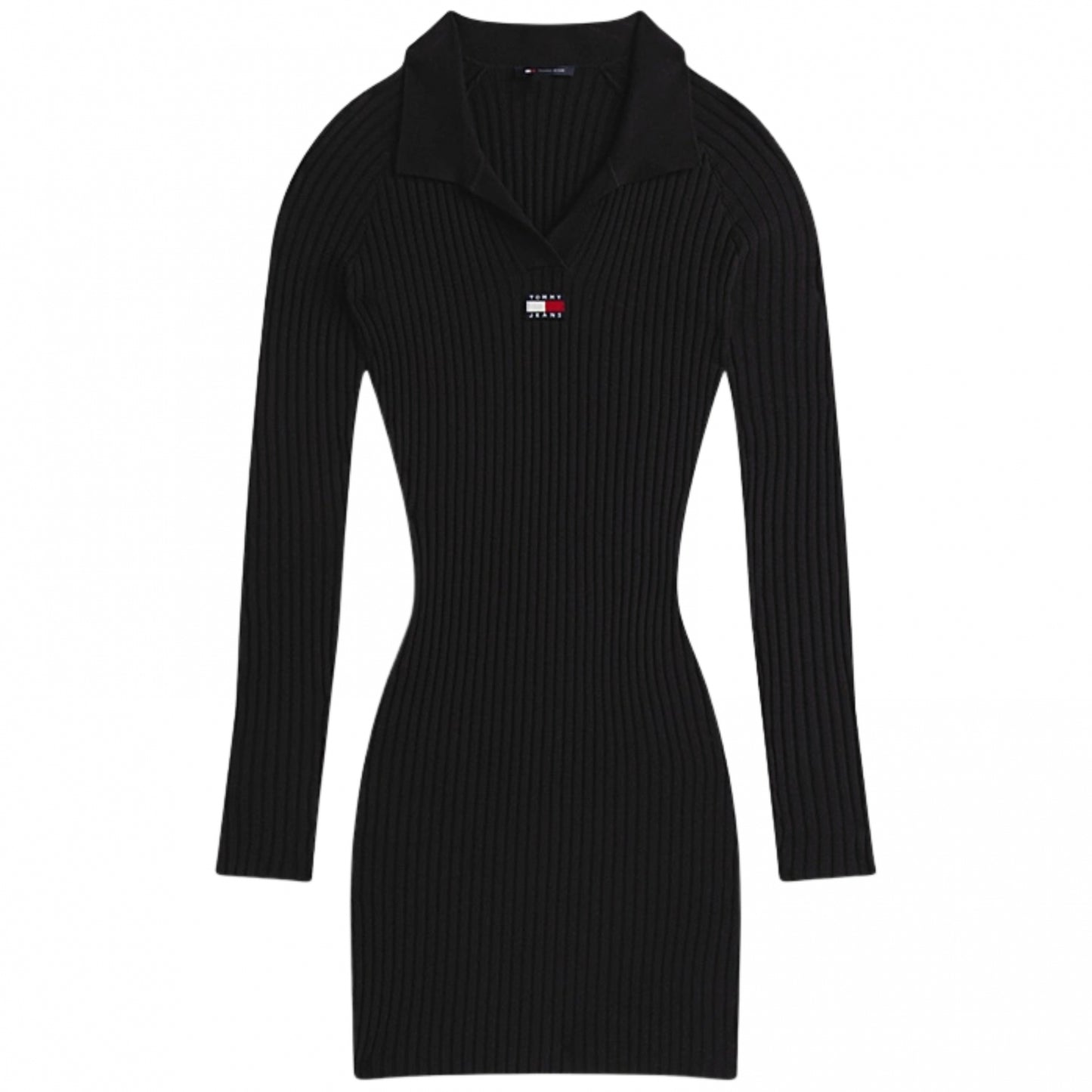 Vestito Tommy Jeans Collar Badge Sweater Dress NERO