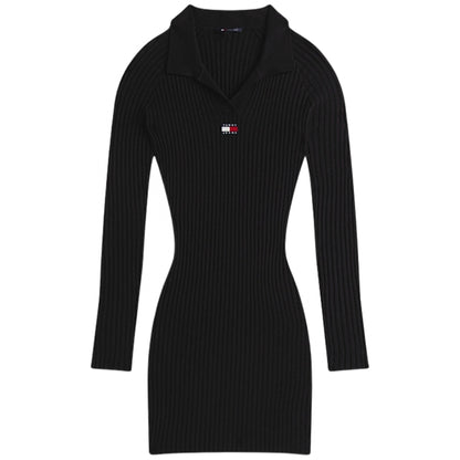 Vestito Tommy Jeans Collar Badge Sweater Dress NERO
