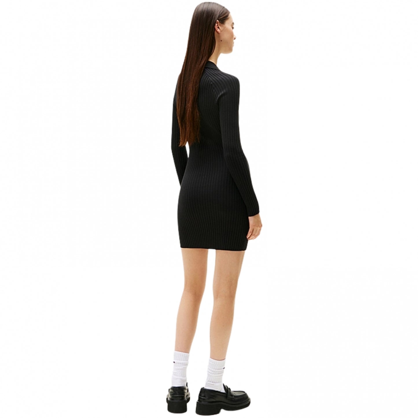 Vestito Tommy Jeans Collar Badge Sweater Dress NERO