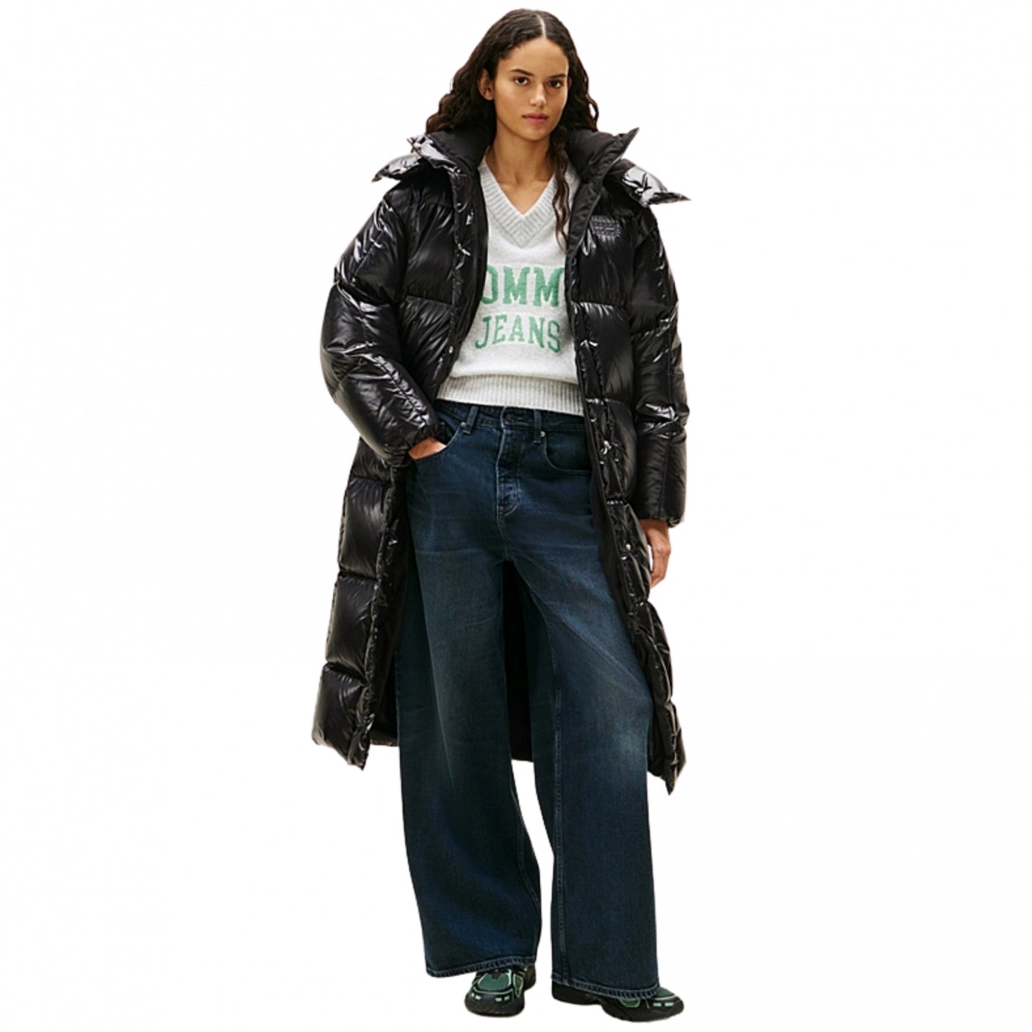 Cappotto Tommy Jeans Alaska Grid Shiny Down Puffer NERO