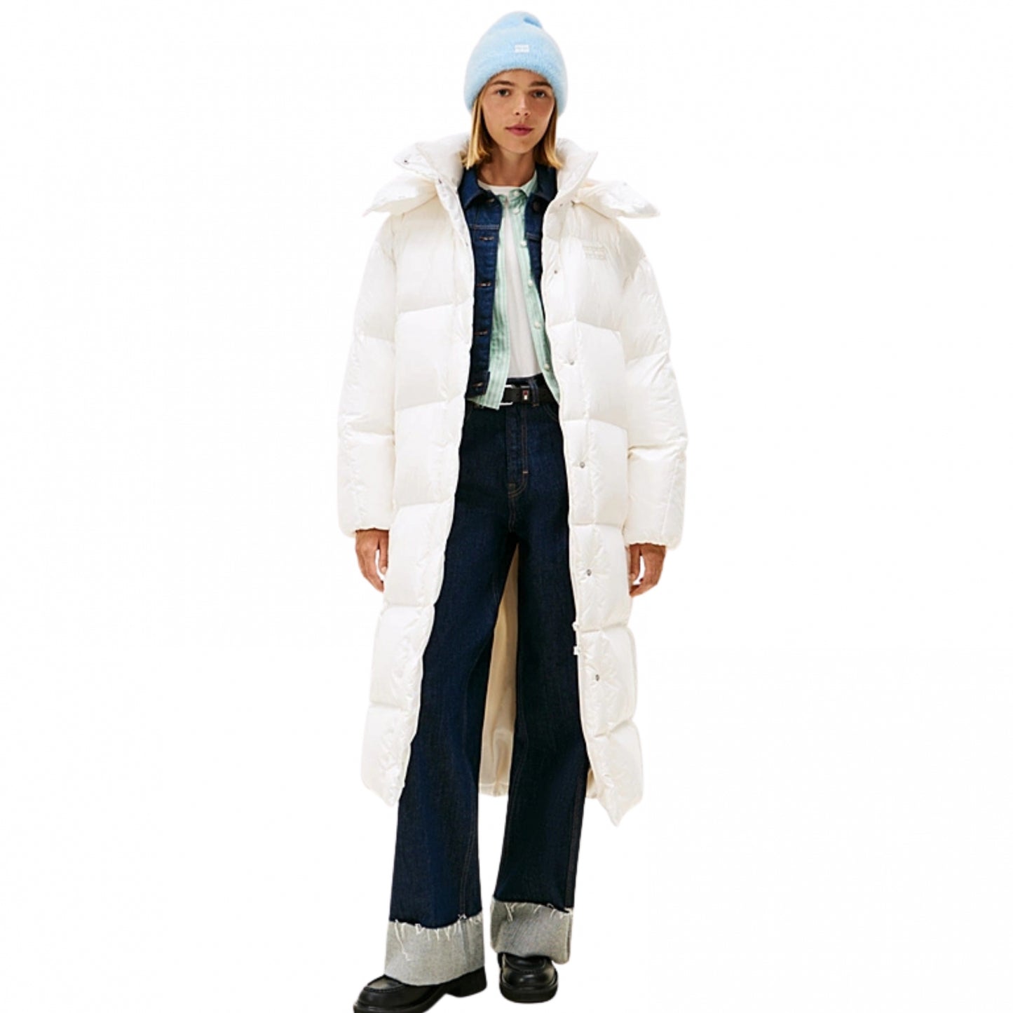Cappotto Tommy Jeans Alaska Grid Shiny Down Puffer BIANCO