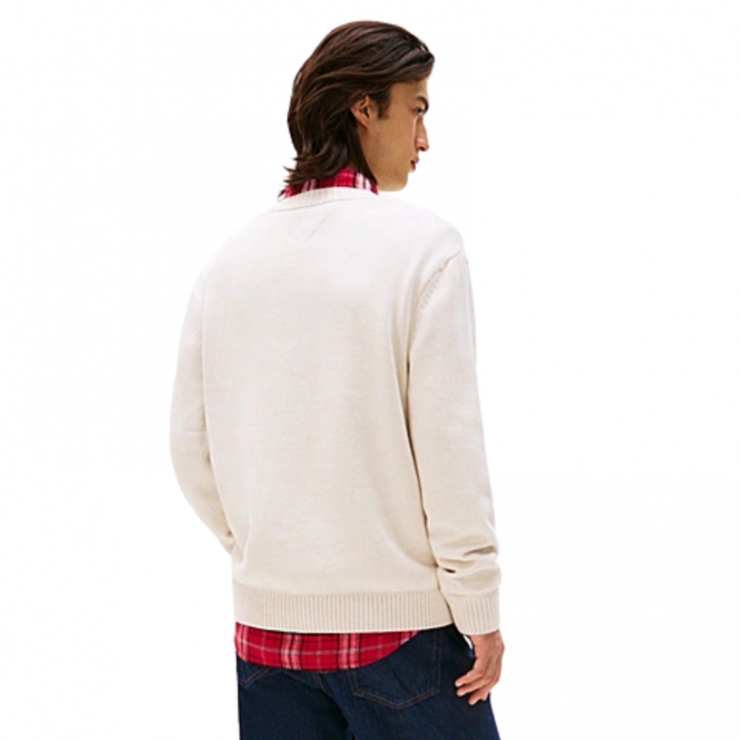 Felpa Tommy Jeans Regular Melange Flag Sweater BIANCO