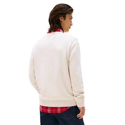 Felpa Tommy Jeans Regular Melange Flag Sweater BIANCO