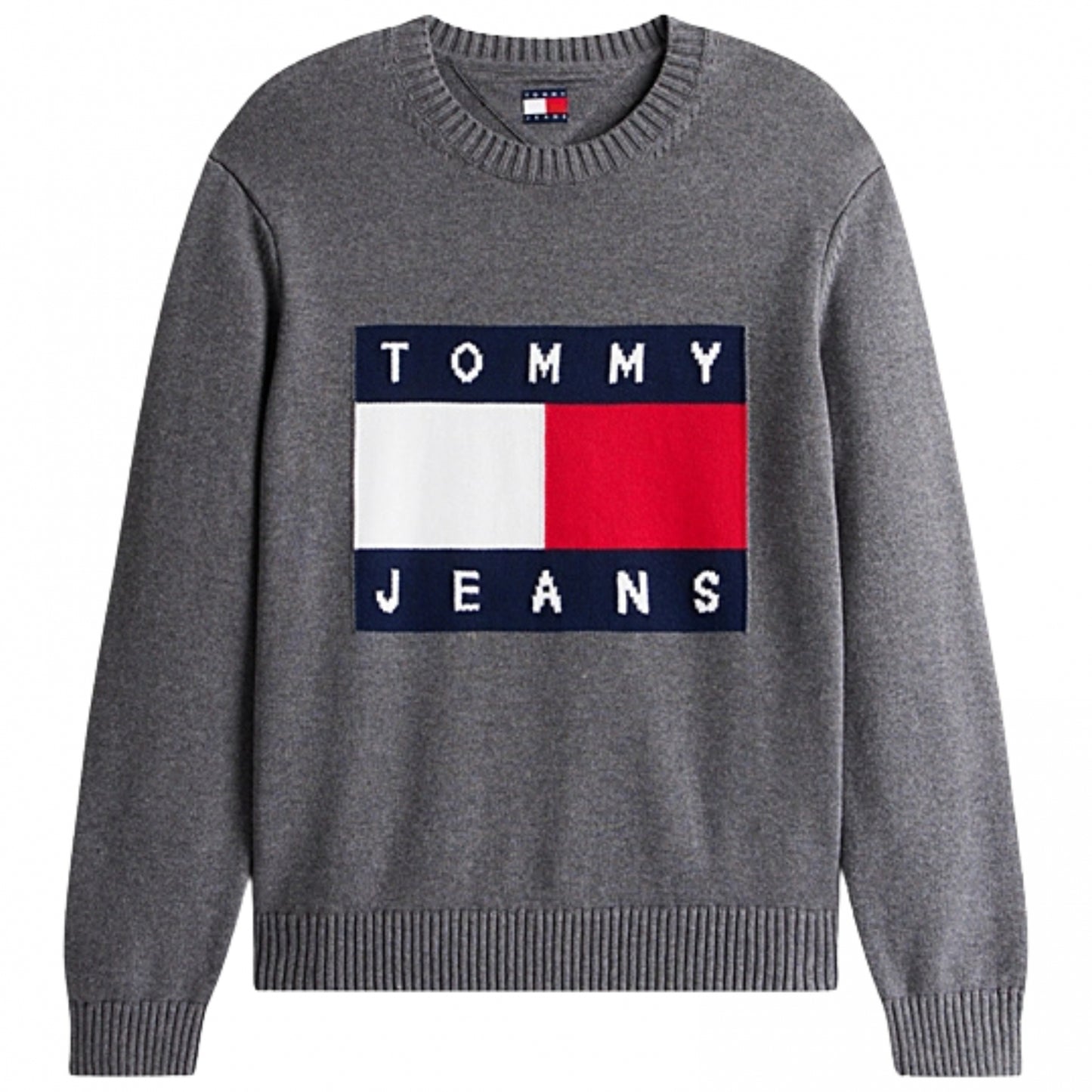 Felpa Tommy Jeans Regular Melange Flag Sweater GRIGIO