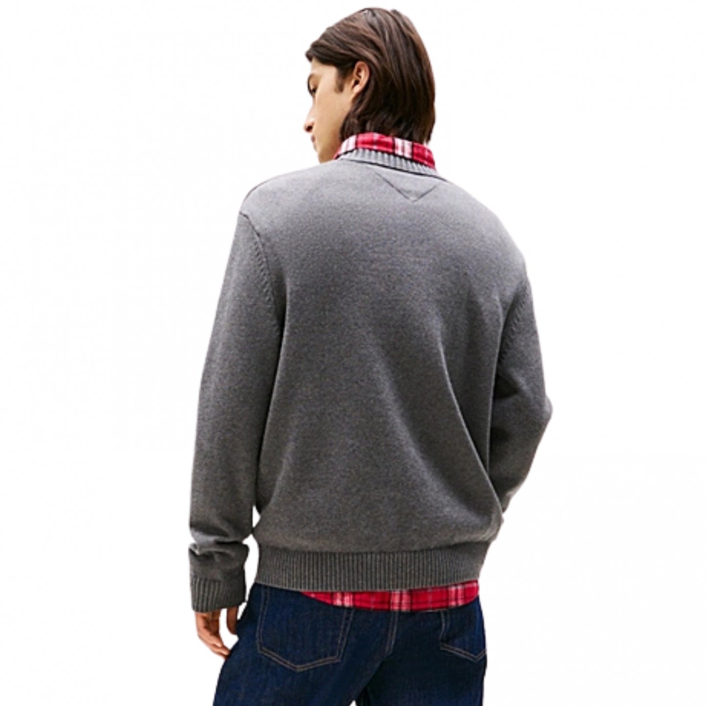 Felpa Tommy Jeans Regular Melange Flag Sweater GRIGIO