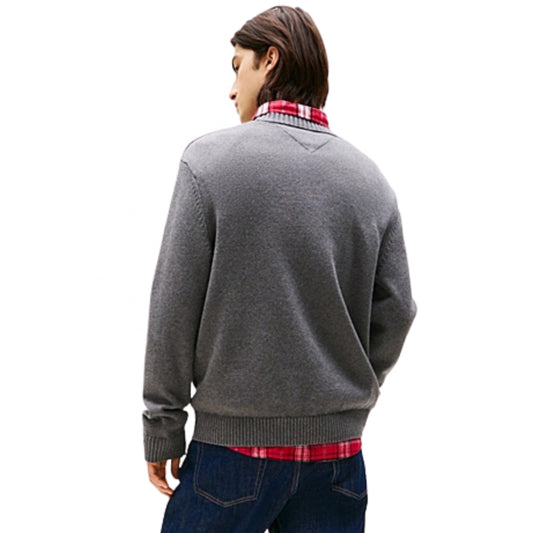 Felpa Tommy Jeans Regular Melange Flag Sweater GRIGIO