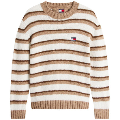 Felpa Tommy Jeans Regular Brushed Stripe Badge Swe BEIGE