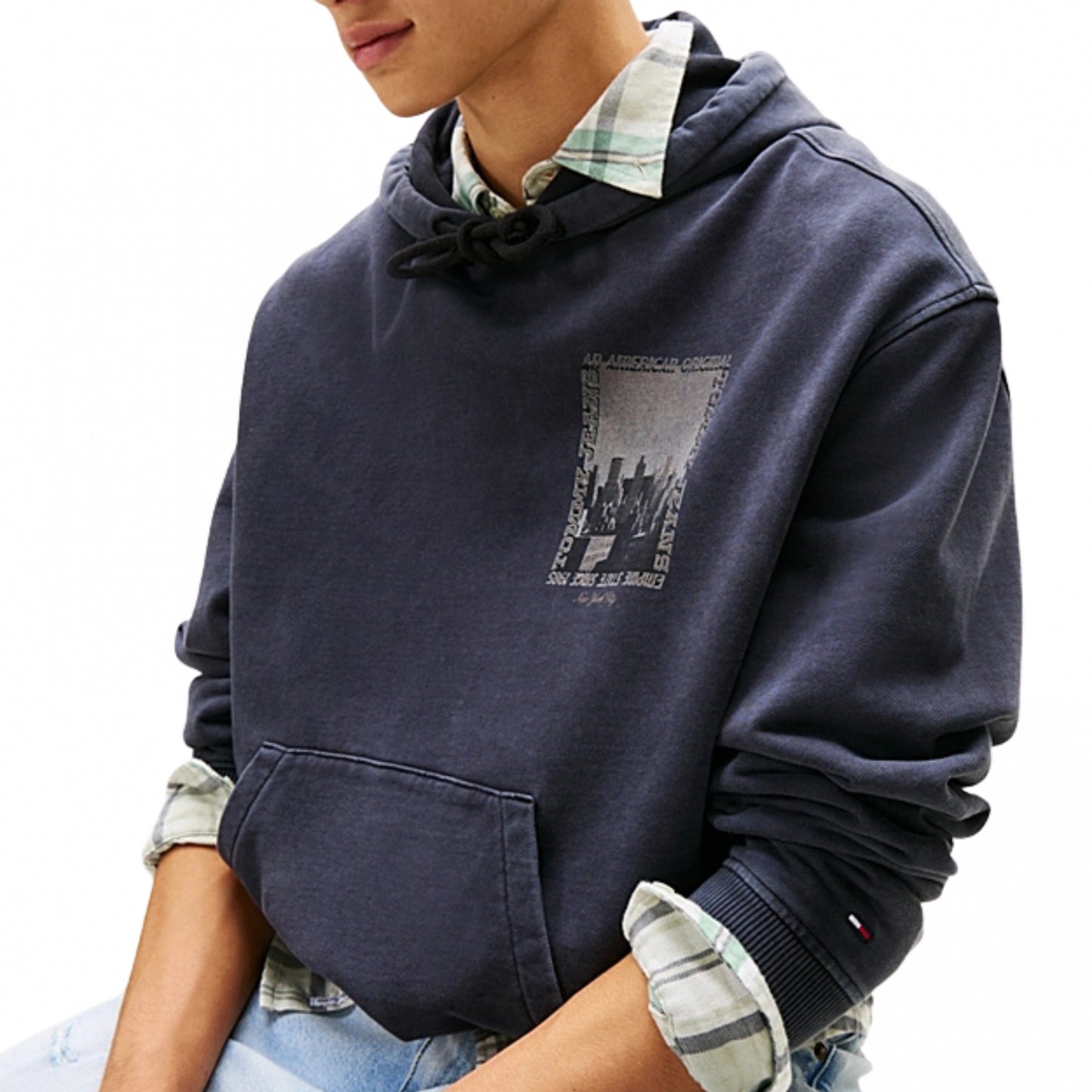 Felpa Tommy Jeans 90s Washed Photo City Hoodie NERO