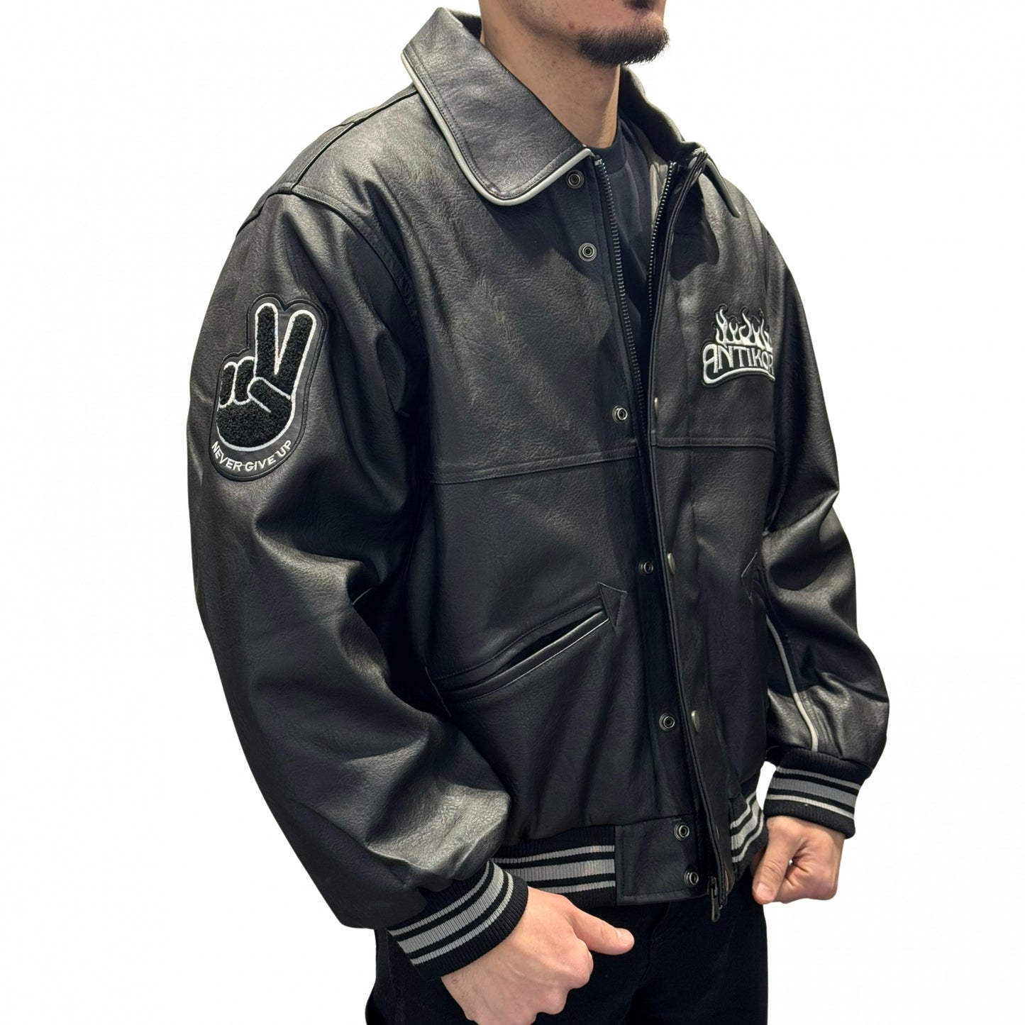 Giubbino Antykorpo Leather Jacket NERO