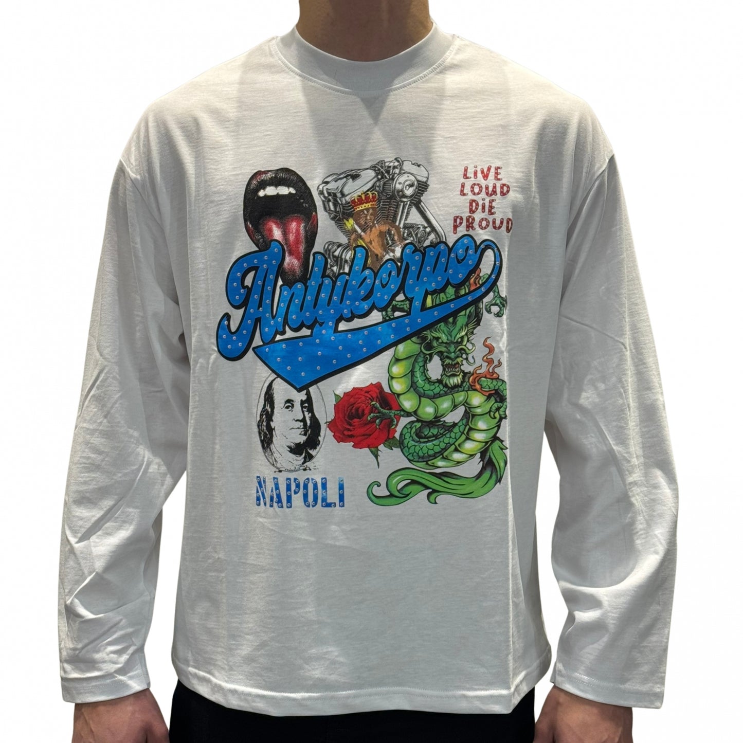 Maglietta Antikorpo LS Multi Graphic BIANCO