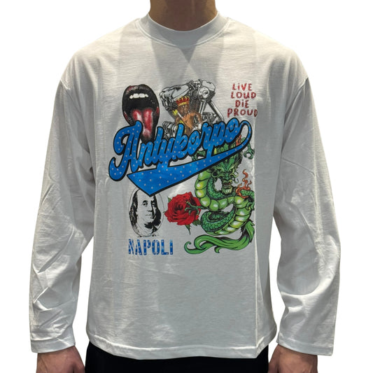 Maglietta Antikorpo LS Multi Graphic BIANCO