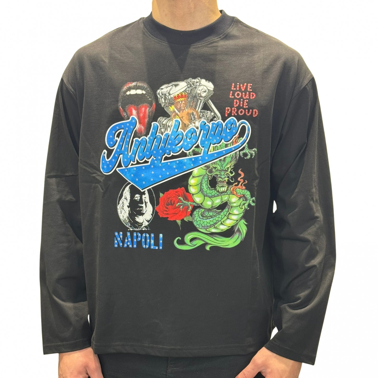 Maglietta Antikorpo LS Multi Graphic NERO