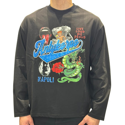 Maglietta Antikorpo LS Multi Graphic NERO