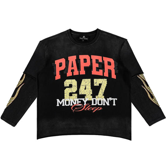 Maglietta Paper Money 247 Layered Shirt With Rhine NERO