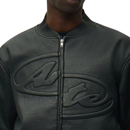 Giacca Arte Half Logo Leather Jacket