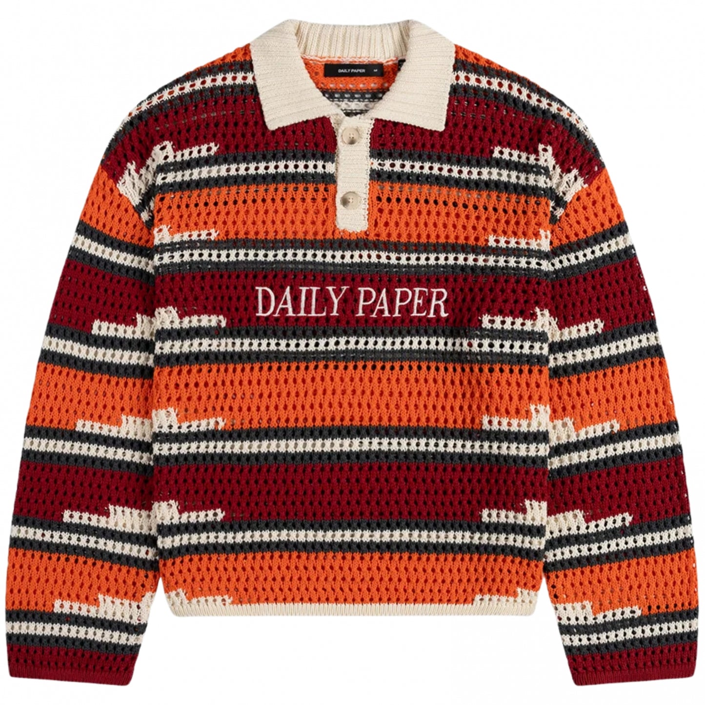 Polo Daily Paper Kente Stripe Knit Polo ROSSO