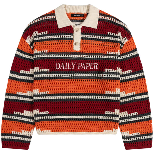 Polo Daily Paper Kente Stripe Knit Polo ROSSO