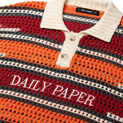 Polo Daily Paper Kente Stripe Knit Polo ROSSO