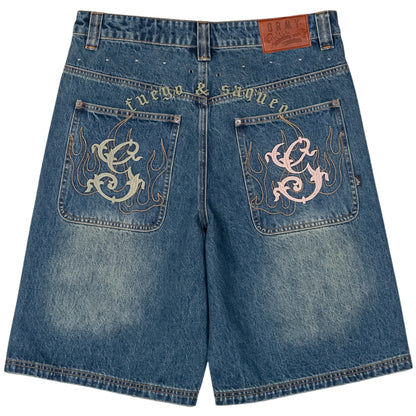 Pantaloncino Grimey Baggy Denim Shorts BLU