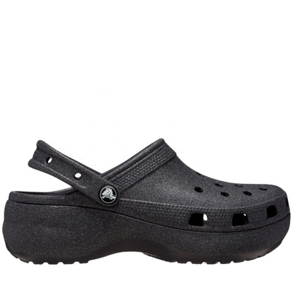 Ciabatta Crocs Classic Platform Glitter Clog NERO