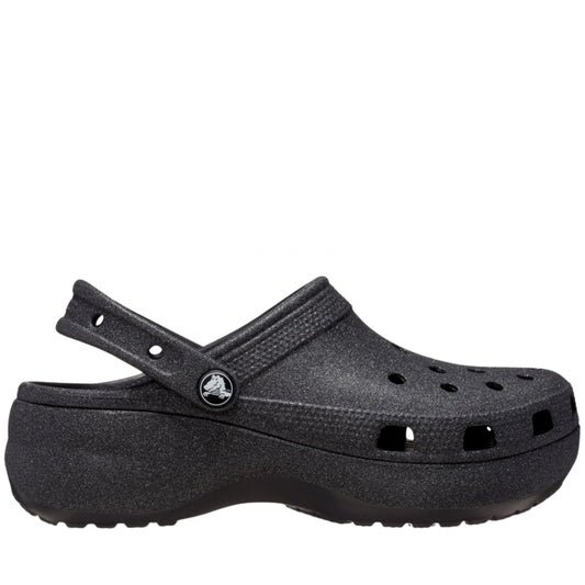 Ciabatta Crocs Classic Platform Glitter Clog NERO