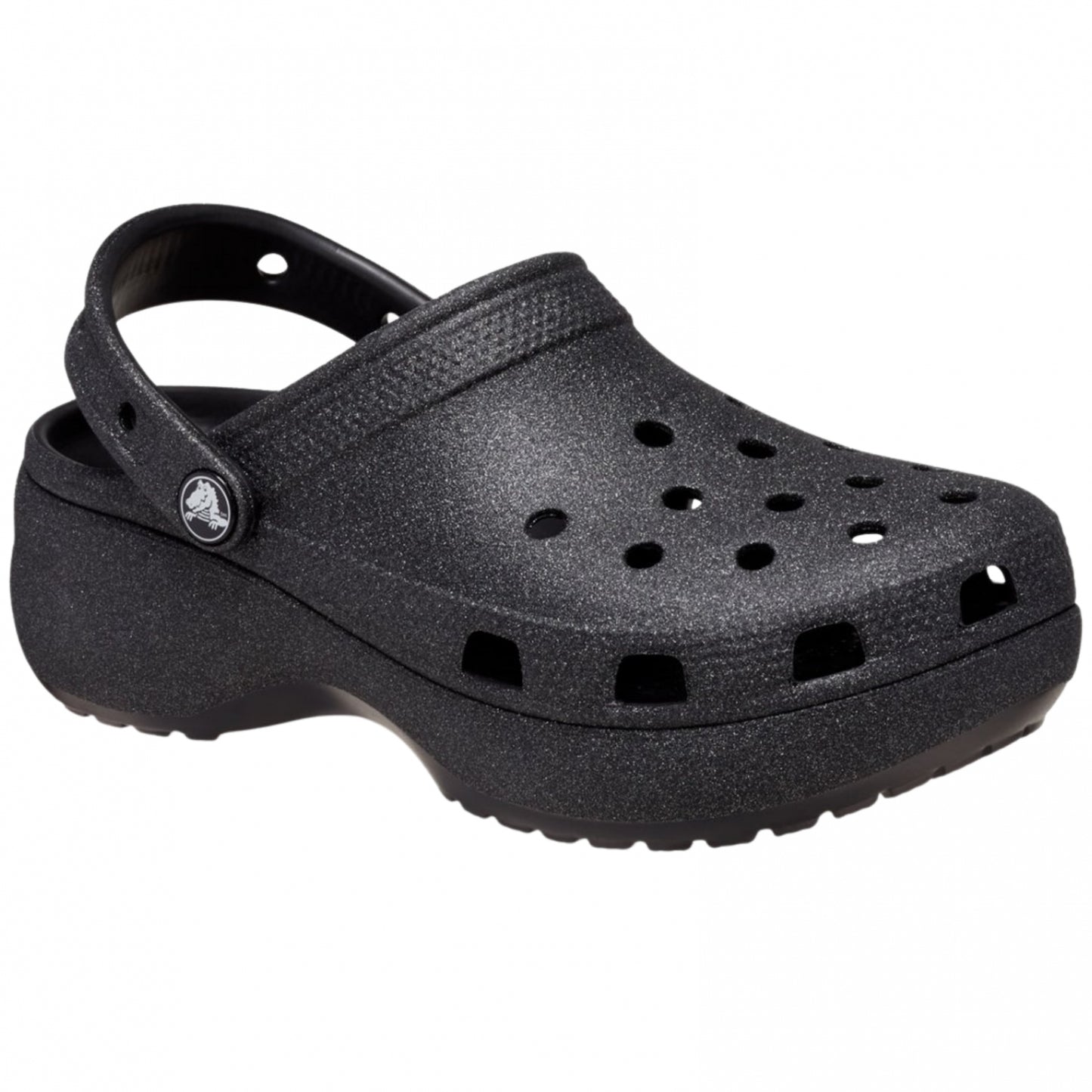 Ciabatta Crocs Classic Platform Glitter Clog NERO
