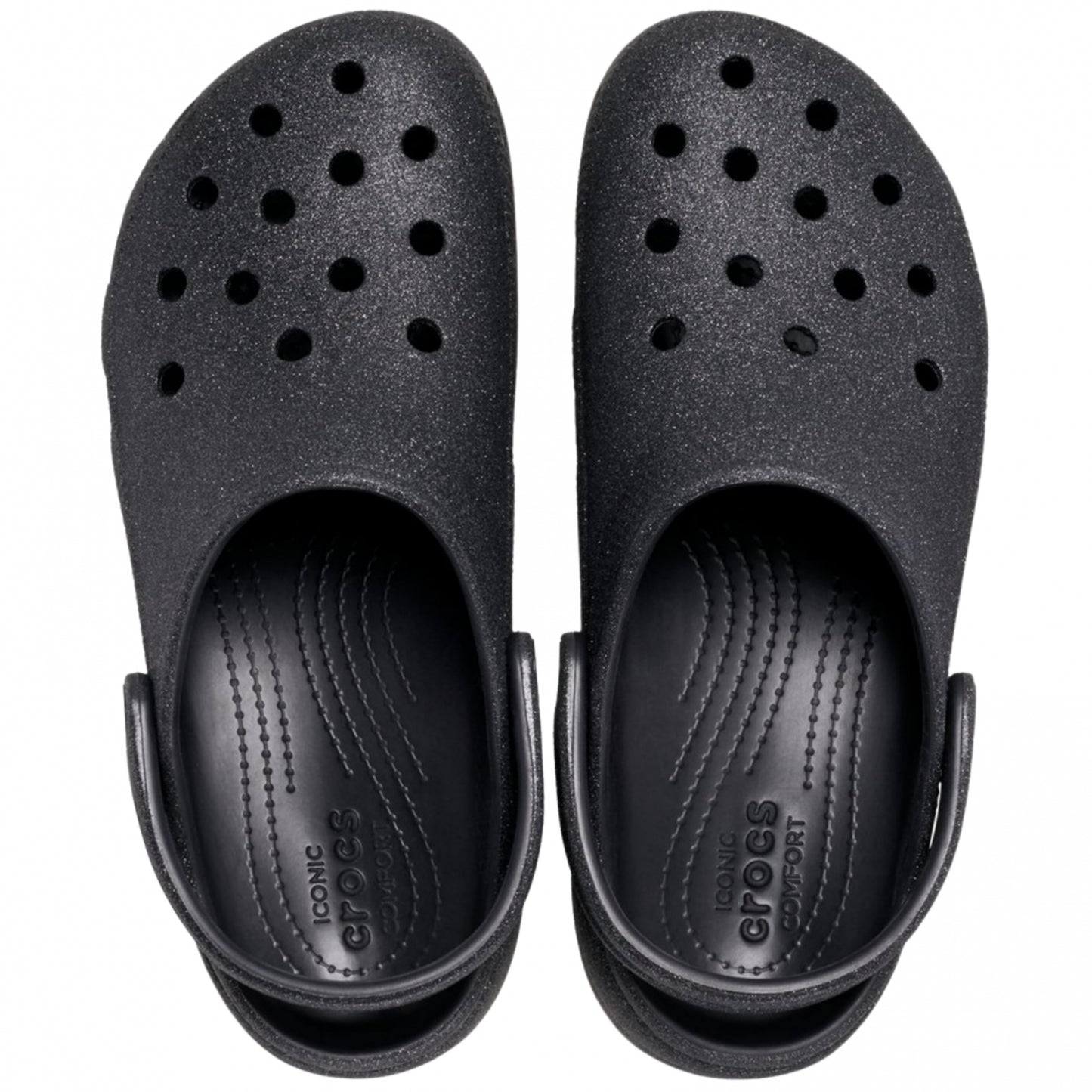 Ciabatta Crocs Classic Platform Glitter Clog NERO