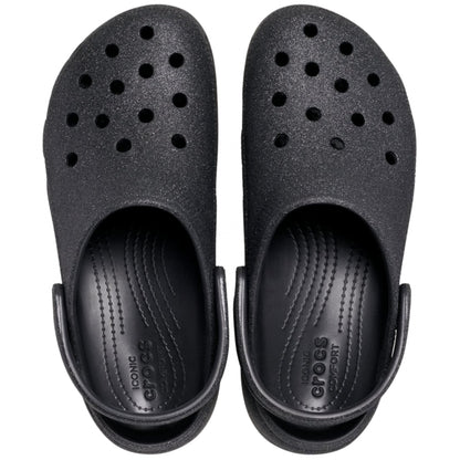 Ciabatta Crocs Classic Platform Glitter Clog NERO
