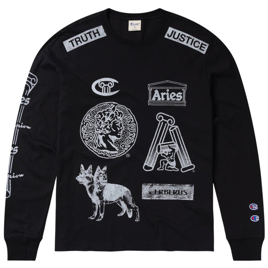 Maglietta Champion x Aries LS Tee NERO