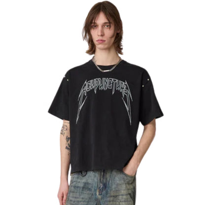 Maglietta Acupuncture Studded Metal Tee NERO