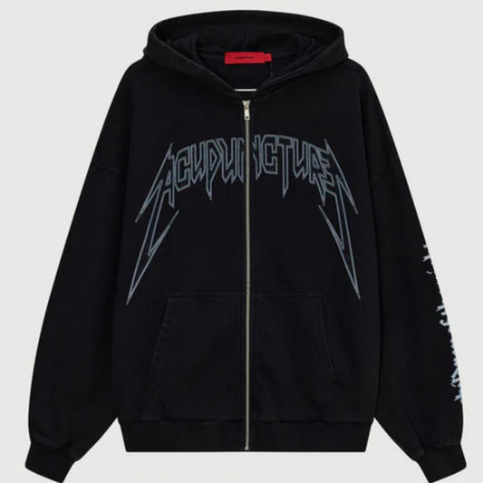 Felpa Acupuncture Punker Zip Hoodie 2 NERO