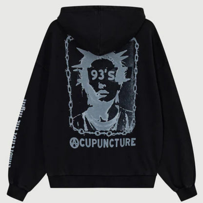 Felpa Acupuncture Punker Zip Hoodie 2 NERO
