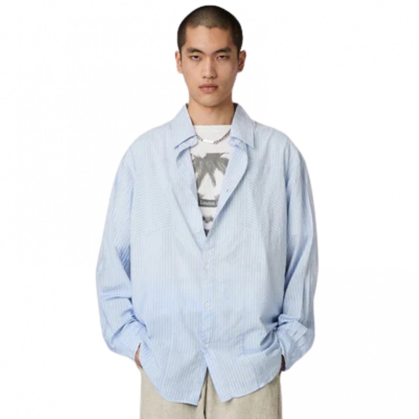 Camicia Acupuncture Faded Stripes Shirt BLU