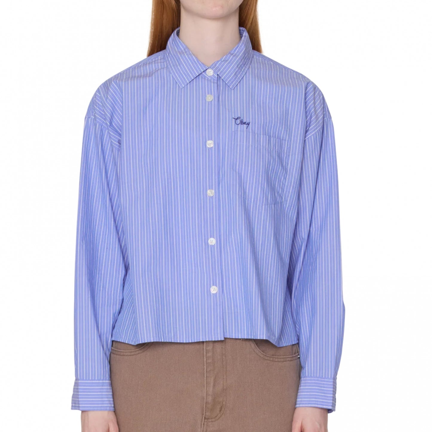 Camicia Obey Leisure Stripe Shirt BLU