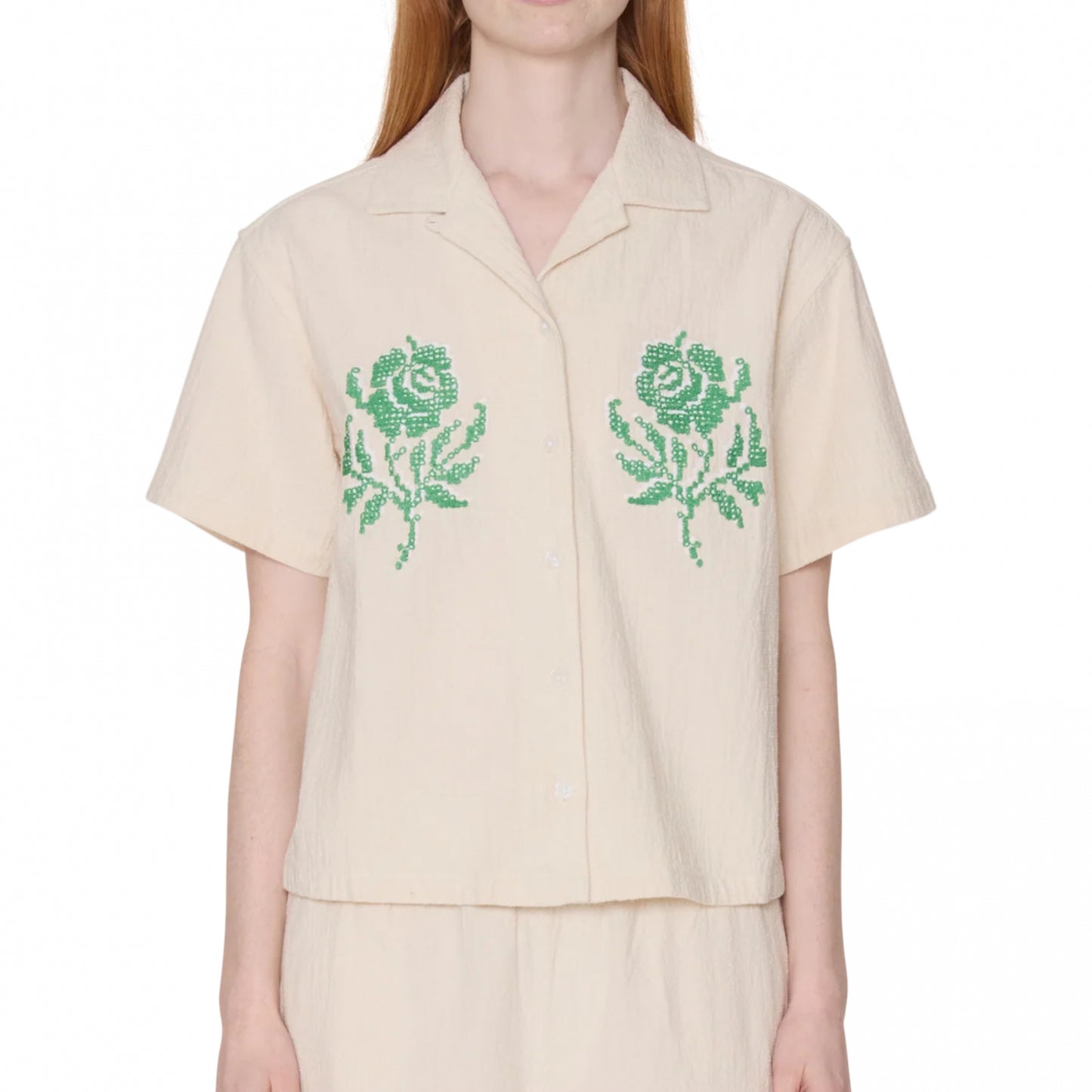 Camicia Obey Roses Embellished SS Shirt BEIGE