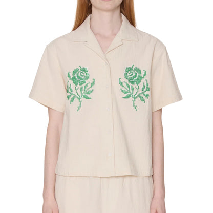 Camicia Obey Roses Embellished SS Shirt BEIGE