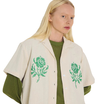 Camicia Obey Roses Embellished SS Shirt BEIGE