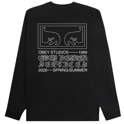 Maglietta Obey Design Services Tee LS Tee NERO