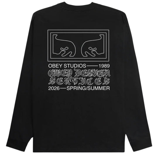 Maglietta Obey Design Services Tee LS Tee NERO