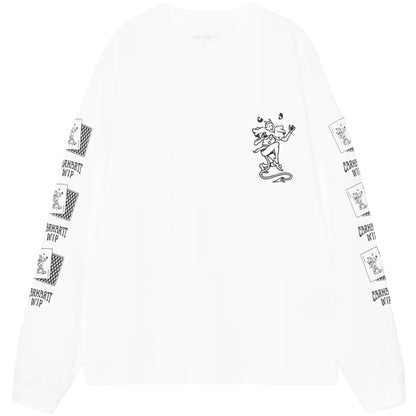 Maglietta Carhartt WIP LS Playing Cards Tee BIANCO