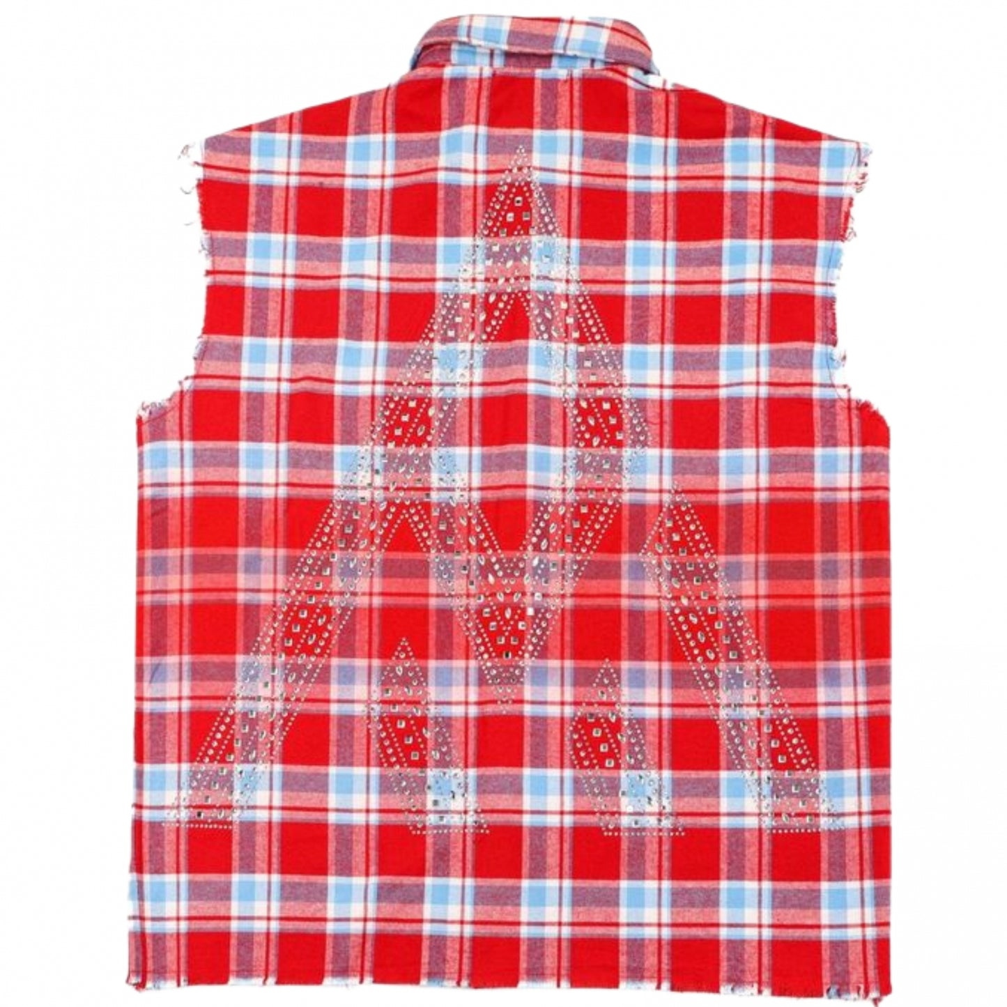 Smanicato Paper Money Rhinestone Sleeveless Flanne ROSSO