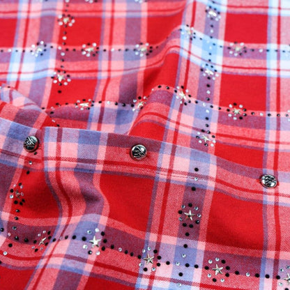 Smanicato Paper Money Rhinestone Sleeveless Flanne ROSSO
