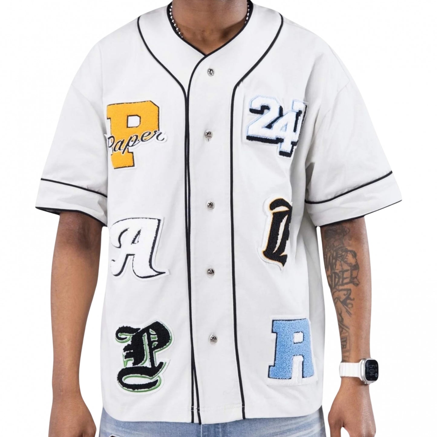 Camicia Paper Money Baseball Uniform BIANCO