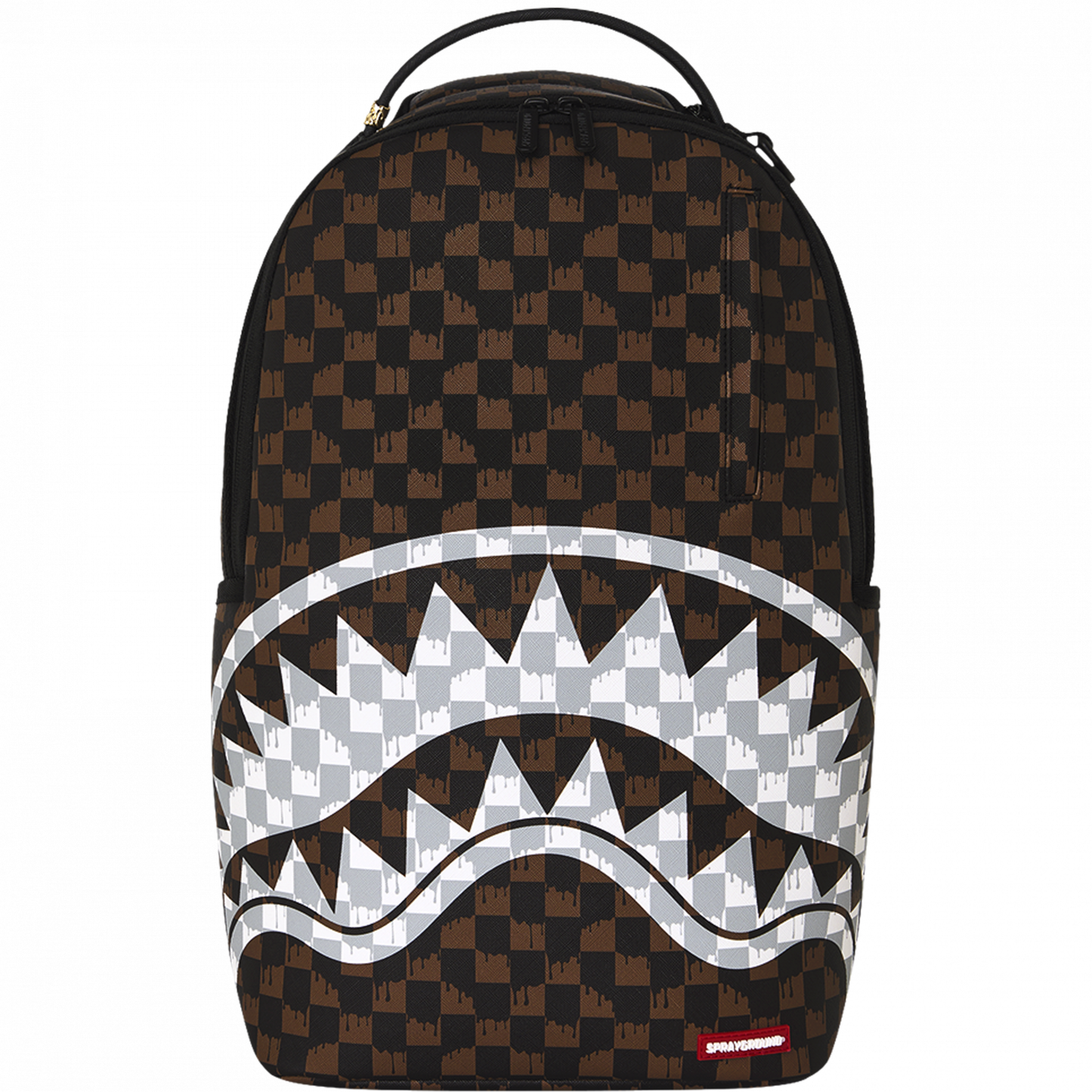 Zaino sprayground Brown and Cream Drip Check Shark UNICO