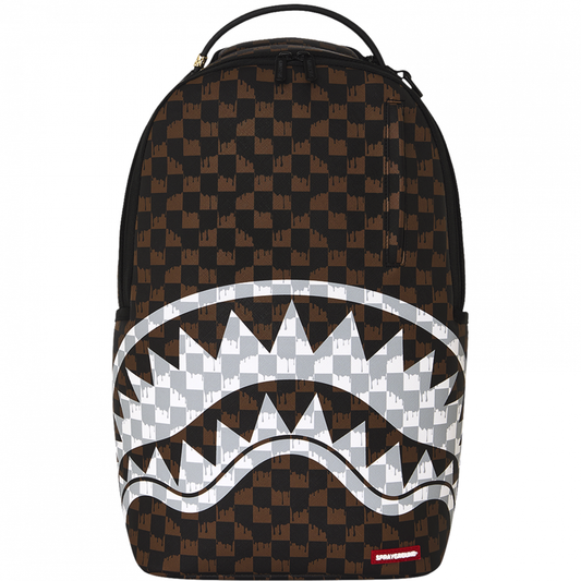 Zaino sprayground Brown and Cream Drip Check Shark UNICO