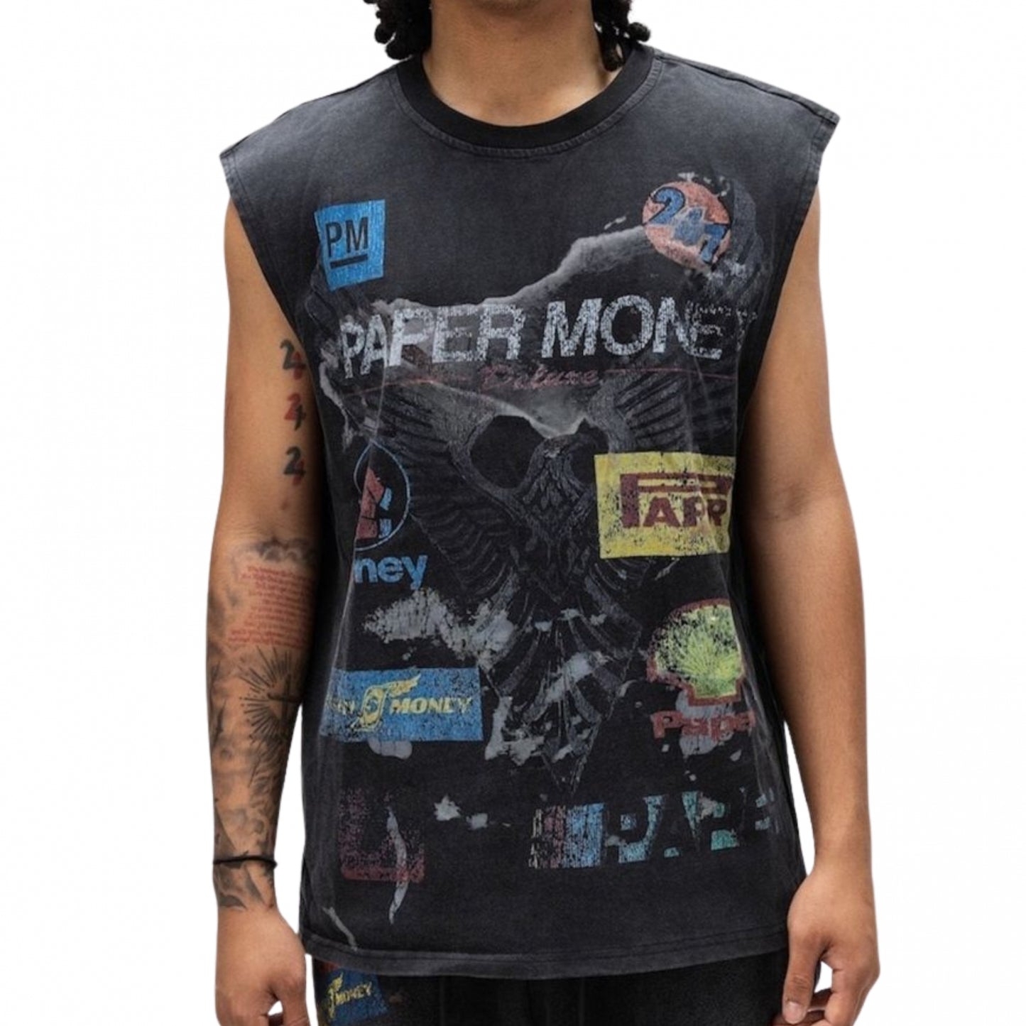 Canotta Paper Money Racing Club Sleeveless NERO