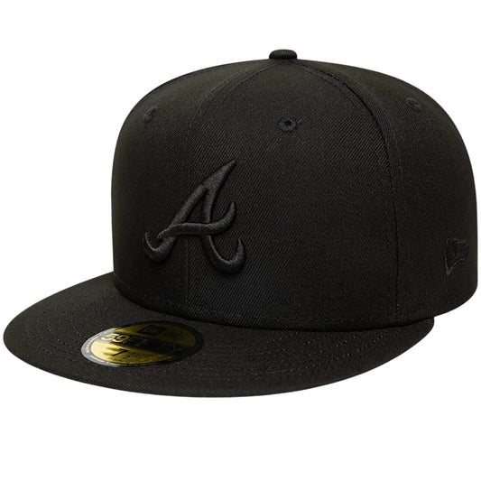 Cappello New Era 59Fifty MLB Black on Black ATLBRA NERO